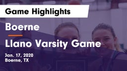 Boerne  vs Llano Varsity Game  Game Highlights - Jan. 17, 2020