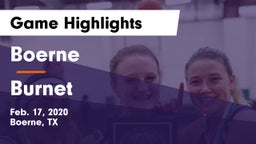 Boerne  vs Burnet Game Highlights - Feb. 17, 2020