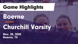 Boerne  vs Churchill Varsity Game Highlights - Nov. 28, 2020