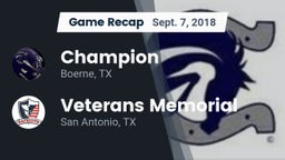 Recap: Champion  vs. Veterans Memorial 2018
