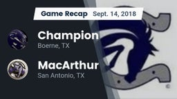 Recap: Champion  vs. MacArthur  2018
