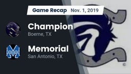 Recap: Champion  vs. Memorial  2019