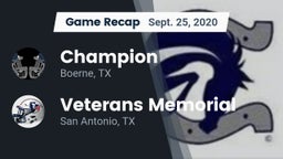 Recap: Champion  vs. Veterans Memorial 2020