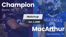Matchup: Champion vs. MacArthur  2020