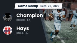 Recap: Champion  vs. Hays  2022