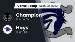 Recap: Champion  vs. Hays  2023