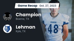 Recap: Champion  vs. Lehman  2023