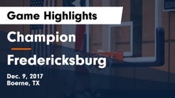 Champion  vs Fredericksburg  Game Highlights - Dec. 9, 2017