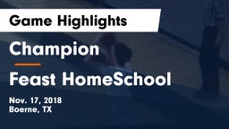 Champion  vs Feast HomeSchool  Game Highlights - Nov. 17, 2018