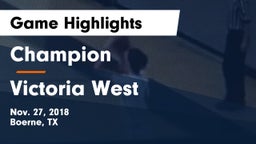 Champion  vs Victoria West  Game Highlights - Nov. 27, 2018