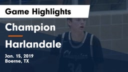 Champion  vs Harlandale  Game Highlights - Jan. 15, 2019
