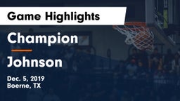 Champion  vs Johnson  Game Highlights - Dec. 5, 2019