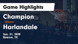 Champion  vs Harlandale  Game Highlights - Jan. 21, 2020