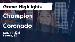 Champion  vs Coronado  Game Highlights - Aug. 11, 2023