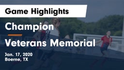 Champion  vs Veterans Memorial Game Highlights - Jan. 17, 2020
