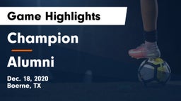Champion  vs Alumni Game Highlights - Dec. 18, 2020