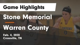 Stone Memorial  vs Warren County  Game Highlights - Feb. 4, 2020