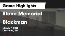 Stone Memorial  vs Blackman Game Highlights - March 7, 2020