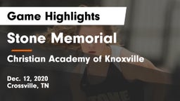 Stone Memorial  vs Christian Academy of Knoxville Game Highlights - Dec. 12, 2020