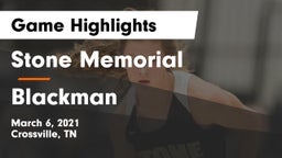 Stone Memorial  vs Blackman  Game Highlights - March 6, 2021
