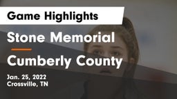 Stone Memorial  vs Cumberly County  Game Highlights - Jan. 25, 2022