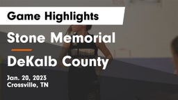 Stone Memorial  vs DeKalb County  Game Highlights - Jan. 20, 2023