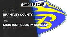 Recap: Brantley County  vs. McIntosh County Academy  2016