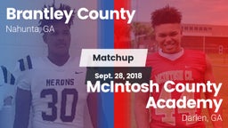 Matchup: Brantley County vs. McIntosh County Academy  2018