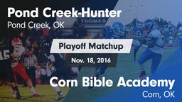 Matchup: Pond Creek-Hunter vs. Corn Bible Academy  2016