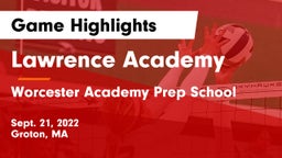 Lawrence Academy vs Worcester Academy Prep School Game Highlights - Sept. 21, 2022