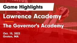 Lawrence Academy vs The Governor's Academy  Game Highlights - Oct. 15, 2022