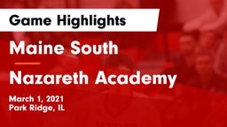 Maine South  vs Nazareth Academy  Game Highlights - March 1, 2021