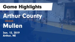 Arthur County  vs Mullen  Game Highlights - Jan. 12, 2019