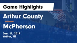 Arthur County  vs McPherson  Game Highlights - Jan. 17, 2019