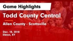 Todd County Central  vs Allen County - Scottsville  Game Highlights - Dec. 18, 2018