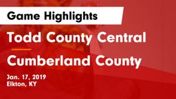Todd County Central  vs Cumberland County  Game Highlights - Jan. 17, 2019