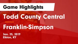 Todd County Central  vs Franklin-Simpson  Game Highlights - Jan. 25, 2019