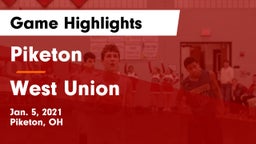 Piketon  vs West Union  Game Highlights - Jan. 5, 2021