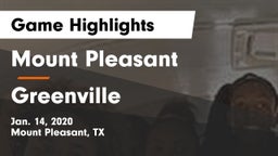 Mount Pleasant  vs Greenville  Game Highlights - Jan. 14, 2020