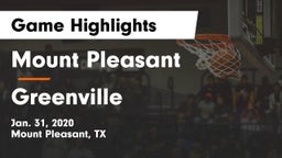 Mount Pleasant  vs Greenville  Game Highlights - Jan. 31, 2020