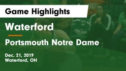 Waterford  vs Portsmouth Notre Dame Game Highlights - Dec. 21, 2019