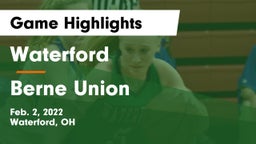 Waterford  vs Berne Union  Game Highlights - Feb. 2, 2022