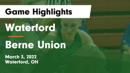 Waterford  vs Berne Union  Game Highlights - March 3, 2022