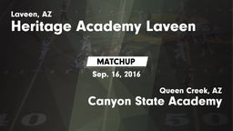 Matchup: Heritage Academy vs. Canyon State Academy  2016