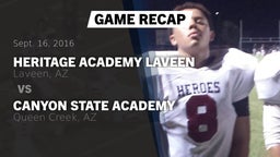 Recap: Heritage Academy Laveen vs. Canyon State Academy  2016