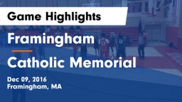 Framingham  vs Catholic Memorial  Game Highlights - Dec 09, 2016