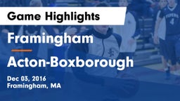 Framingham  vs Acton-Boxborough  Game Highlights - Dec 03, 2016