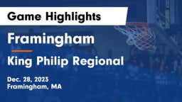 Framingham  vs King Philip Regional  Game Highlights - Dec. 28, 2023