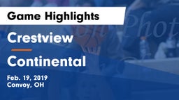 Crestview  vs Continental Game Highlights - Feb. 19, 2019