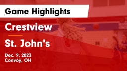 Crestview  vs St. John's  Game Highlights - Dec. 9, 2023